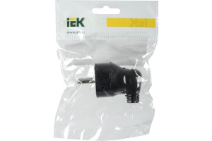 Вилка угловая с/з 16А черная IEK EVP11-16-01-K02