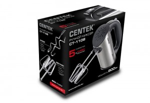 Миксер Centek CT-1108 (черный/сталь) 600Вт